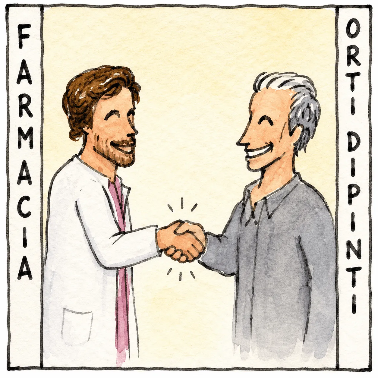 Illustrazione della tappa "Incontro tra farmacia e Orti Dipinti".