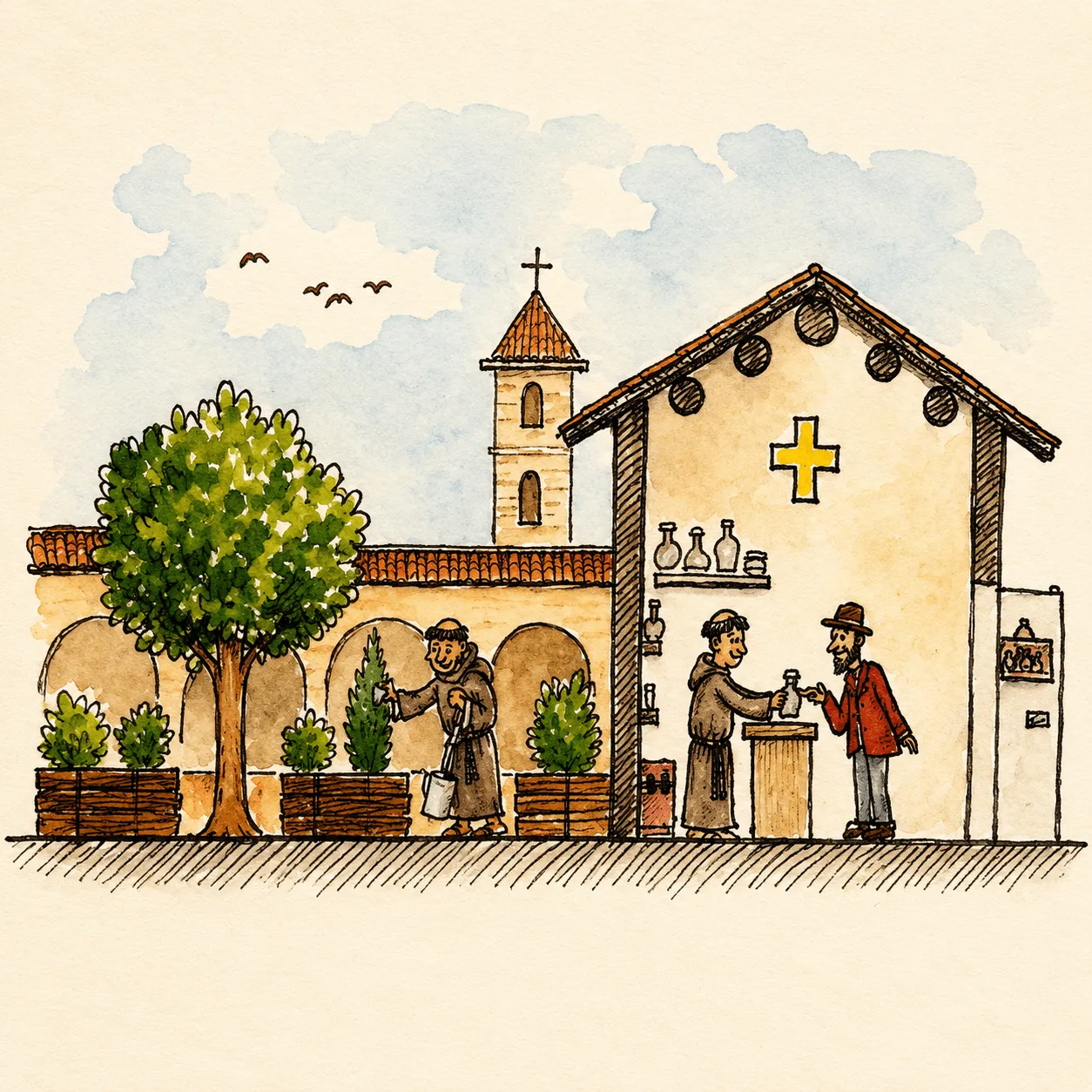 Illustrazione del passaggio dalla tradizione popolare alla preparazione di laboratorio dell'unguento.